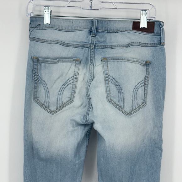 Hollister Women's Mid Rise Super Skinny Jeans 28x32 Blue Light Wash Distressed - Picture 6 of 13